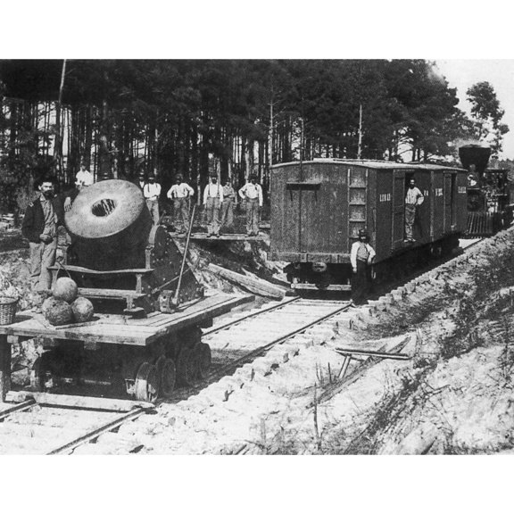 Civil War-Railroad Mortar At Petersburg History (24 x 18)