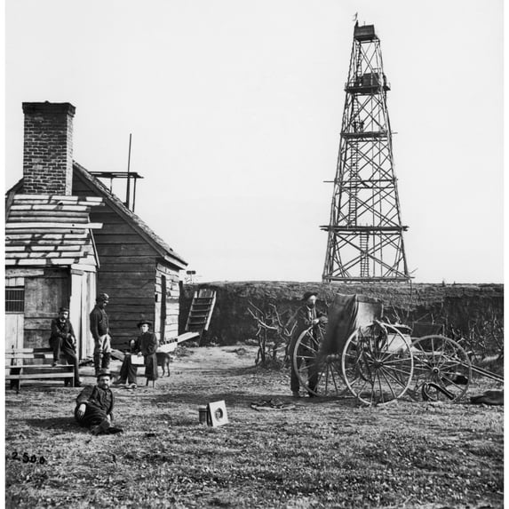 Civil War Signal Tower. Ngeneral B.F. Butler'S Signal Tower At Bermuda Hundred Virginia In 1864. A Photographer With
