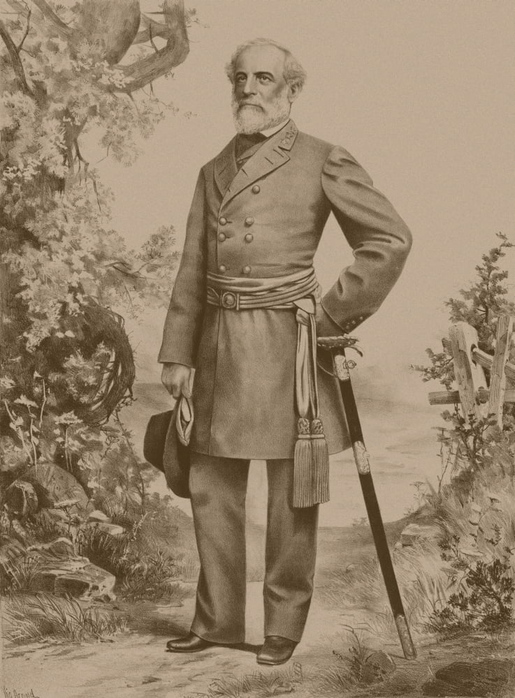 Civil War artwork of General Robert E Lee Canvas Art - John ParrotStocktrek Images (12 x 17)