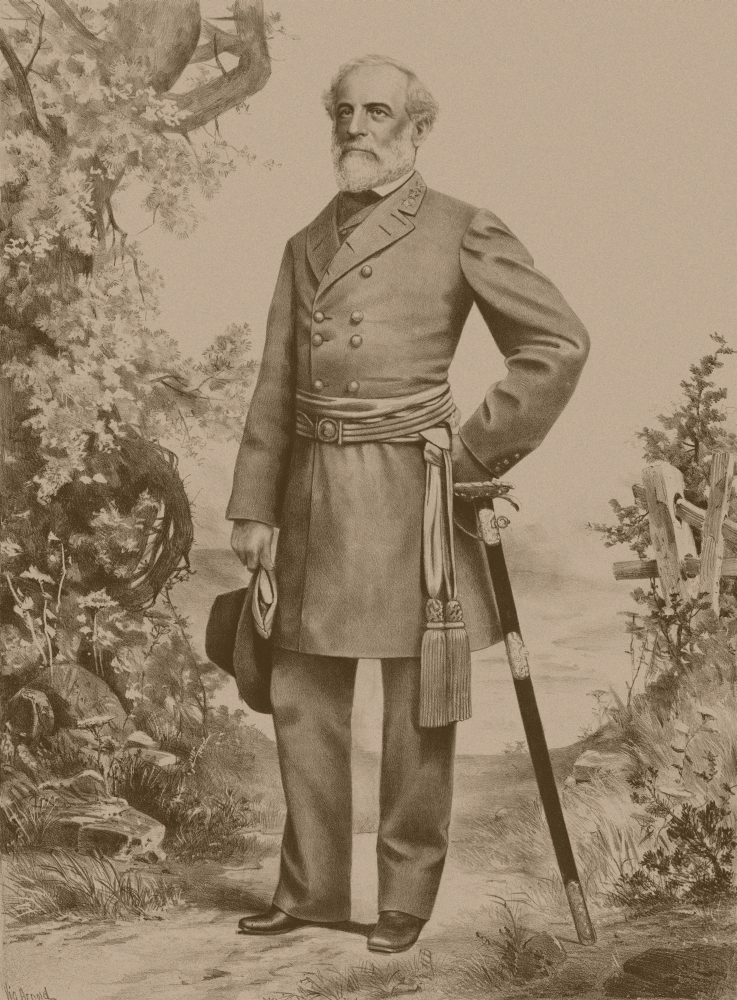 Civil War artwork of General Robert E Lee Canvas Art - John ParrotStocktrek Images (24 x 33)