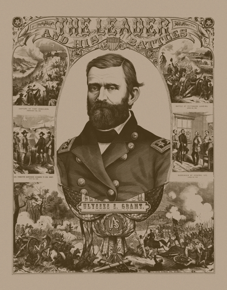 Civil War poster of General Ulysses S Grant wearing his military uniform Canvas Art - John ParrotStocktrek Images (13 x 16)
