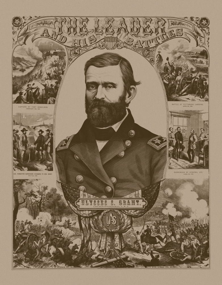 Civil War poster of General Ulysses S Grant wearing his military uniform Canvas Art - John ParrotStocktrek Images (25 x 32)