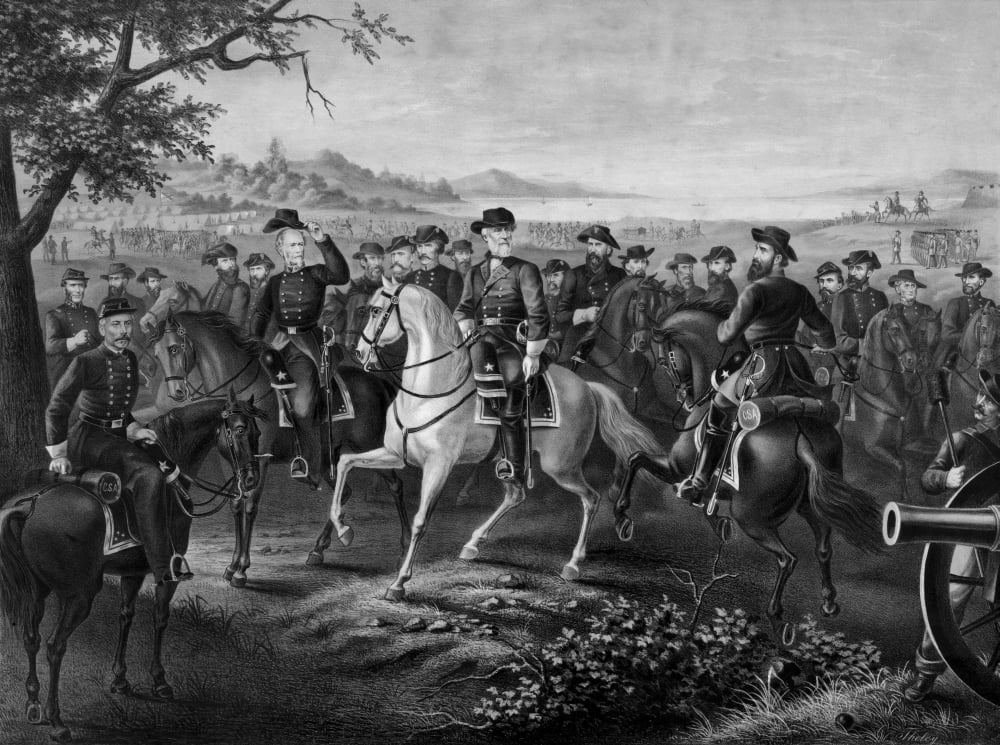 Civil War print of General Lee and other Confederate Generals Canvas Art - John ParrotStocktrek Images (33 x 24)