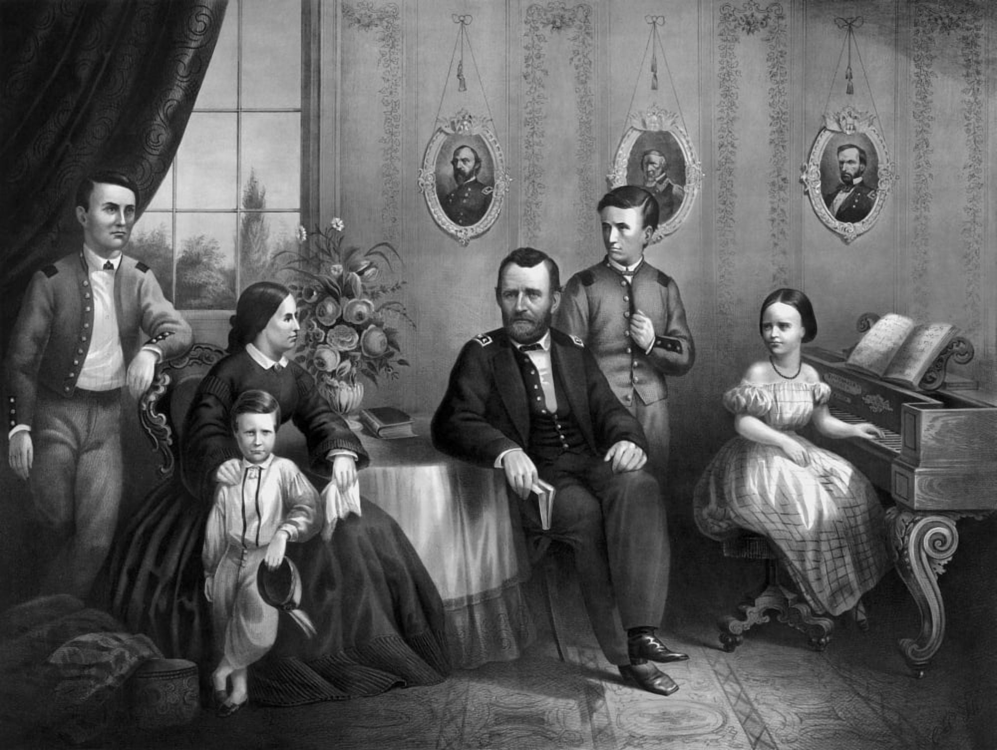 Civil War print of General Ulysses S Grant and his family Canvas Art - John ParrotStocktrek Images (33 x 25)