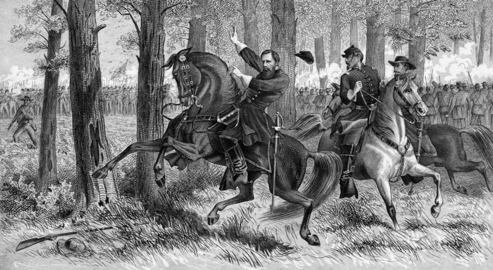 Civil War print of Union General John Reynolds Canvas Art - John ParrotStocktrek Images (19 x 11)