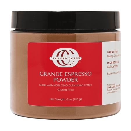 Civilized Coffee Grande Espresso Powder for Baking & Smoothies – Non-GMO, Gluten-Free, 100% Arabica Coffee, Rich Flavor, 6 oz Jar