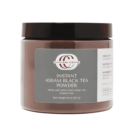 Civilized Coffee Instant Assam Black Tea Powder – Bold, Rich, Malty Flavor for Hot Tea, Iced Tea & Baking, 8 oz Jar