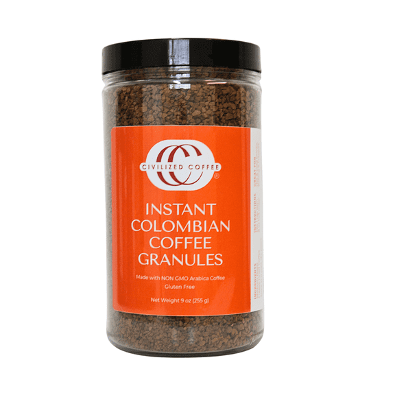 Civilized Coffee Instant Coffee Granules, Colombian Coffee Classic Roast, Non-GMO Jar (9 oz)