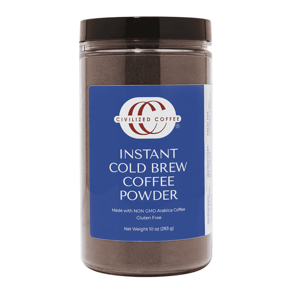 Civilized Coffee Instant Cold Brew Powder Bold, Low-Acid, 100% Arabica Medium Dark Roast Coffee, Non-GMO, 10 oz Jar