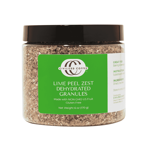 Civilized Coffee Lime Peel Zest Dehydrated Granules for Baking & Drinks Non-GMO & Gluten Free Jar (6 oz)