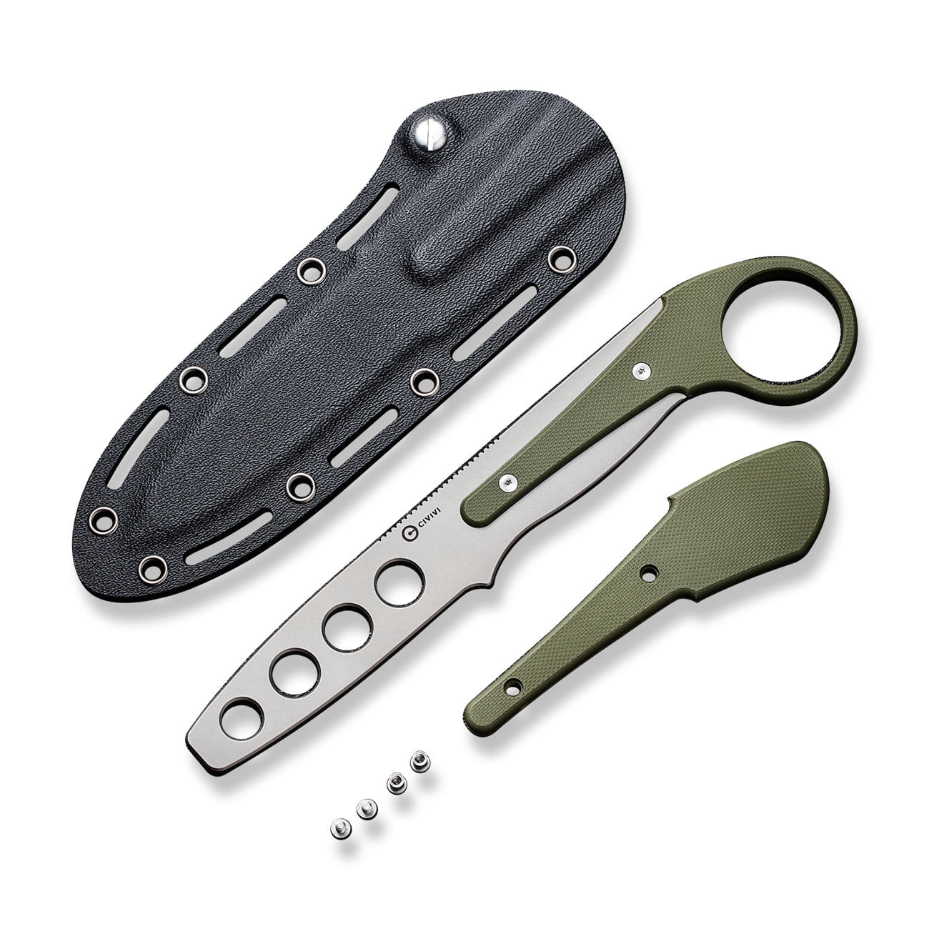 CIVIVI Knives Varius Trainer 22009C-2 OD Green G10 D2 Steel Fixed Blade Knife