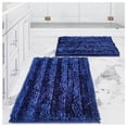 thumbnail image 1 of Civkor Bathroom Rugs, Bath Mats Set 2 Pieces Non Slip, 31x20 Plus 24x16Inch, Machine Washable, Soft Shiny Chenille and Quick Qry, Navy Blue, 1 of 5