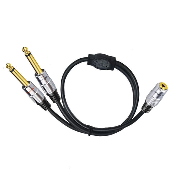 Ciwanning Dual Male 6.35mm to 3.5mm Y-Splitter Cable, 6.35mm Male to 1/8 Inch Mini Jack Stereo Aux Interconnect Audio Mic Cord