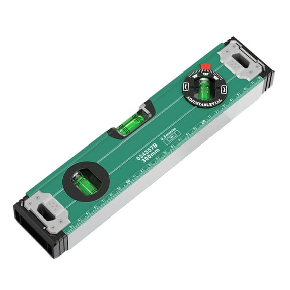 Ciwanning 12inch/24inch Aluminum Ruler Magnetic Ruler 45/90/180 Degree Bubble Measureing Ruler with Metric Scale