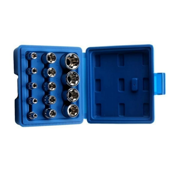 Ciwanning 14Pcs E Type Star Female Bit Socket Set Wrench Socket Hexagonal E4-E24 for Home Metalworking Auto Repair Tool