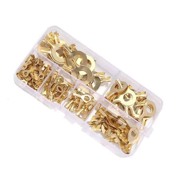 Ciwanning 150Pcs Rings Terminals NonInsulated Open Barrels Wire Crimp Terminals Connerctor for Crimp Solid Wires or Stranded Wires