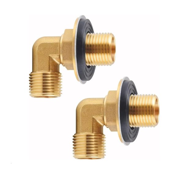 Ciwanning 2Pcs Brass 1/2inch Male Elbow Backsplash Mount Connector 90 Degree Adapter