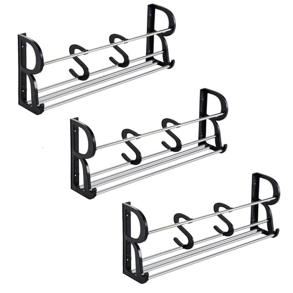 Ciwanning 3pcs Over the Door Shoe Rack Organizer Stainless Steel Shoe Storage Shelf Wall Mounted Hanger Holder for Entryway No Drilling