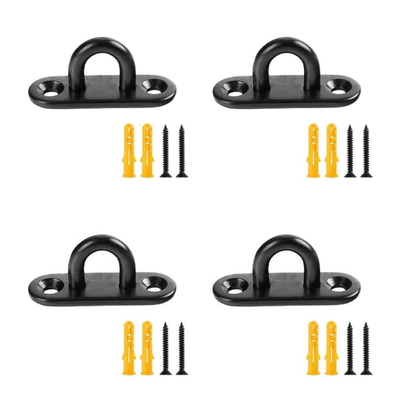 Ciwanning 4Pcs Stainless Steels Pad Eye Plate Hook Heavy Duty Ceiling Hook Rings Hook Screw Eyes Hook Marine Hardware Staple Hook