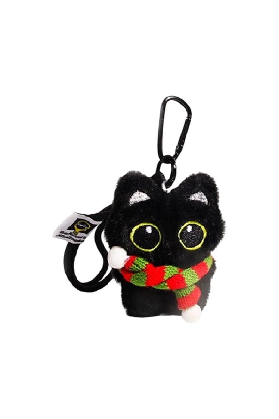 Black Cats Plush Figure Keyring Crafted from PP Cotton Fabric Materials Fashion Accessory for Durability and Styles