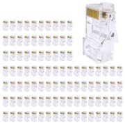 Ciwanning Bulk 100Pcs Cat5e RJ45 Crimp Connectors 8 Position Gold Plated Terminals for Ethernet Wiring