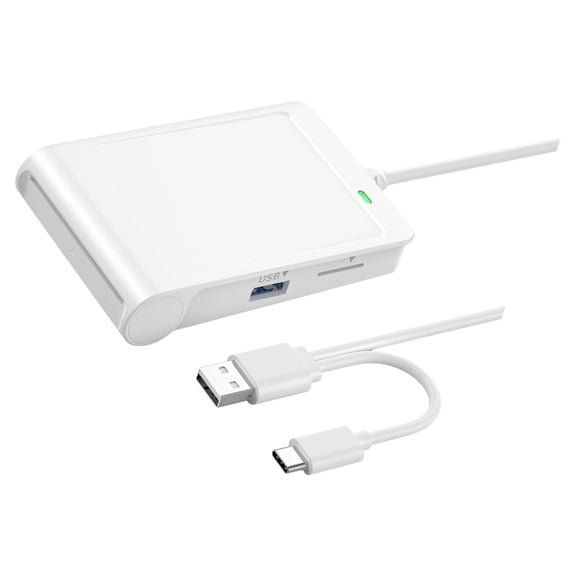 Ciwanning Card Reader with Contact Opening, Contactless Reading Area, Integrated Host Cable, ABS and Metal Body, and Status Light
