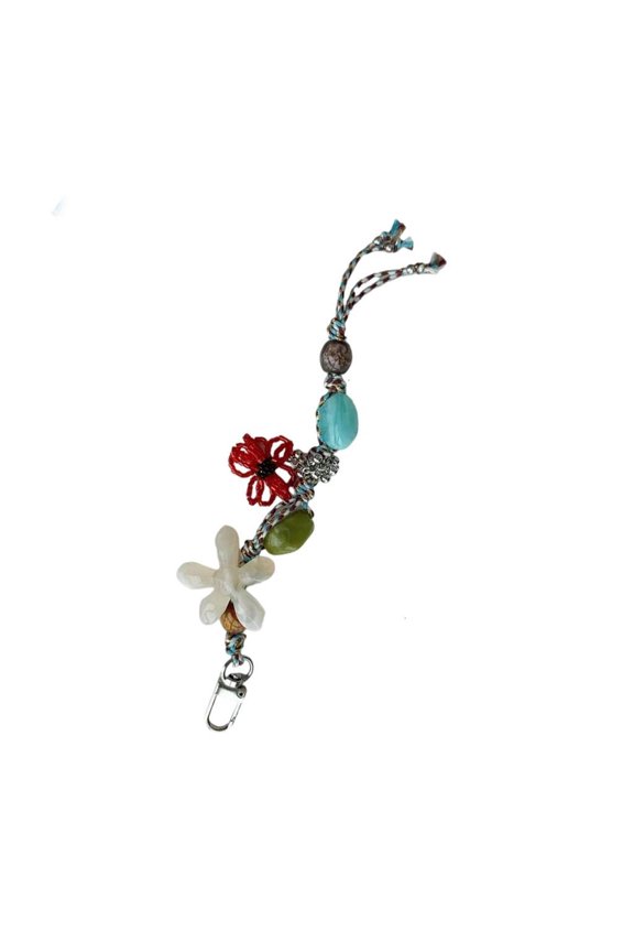Colorful Resin Flower Beaded Keychain Vintage Charm Accessory For Bags Phones