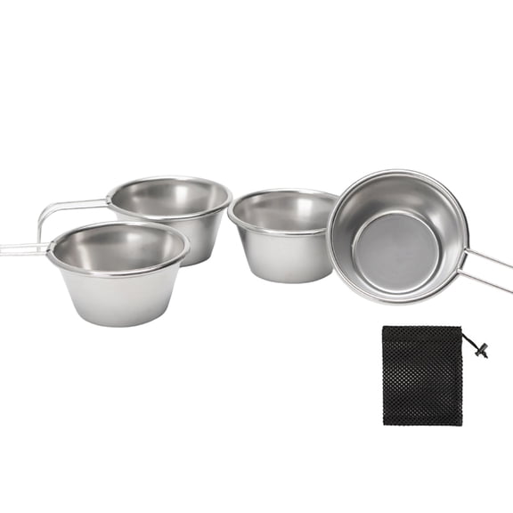 Ciwanning Compact Cup Stainless Steel Camping Gear Portable Design Hook Handle Outdoors Cooking Backpacking Accessory