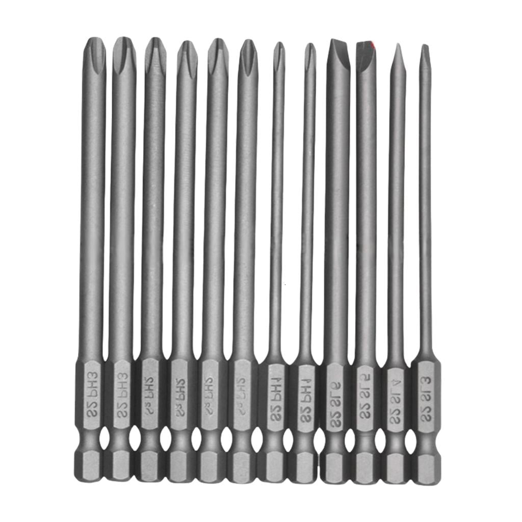 Ciwanning Completing Set of 12 Alloys Steel 100mm Long Screwdriver Bit ...