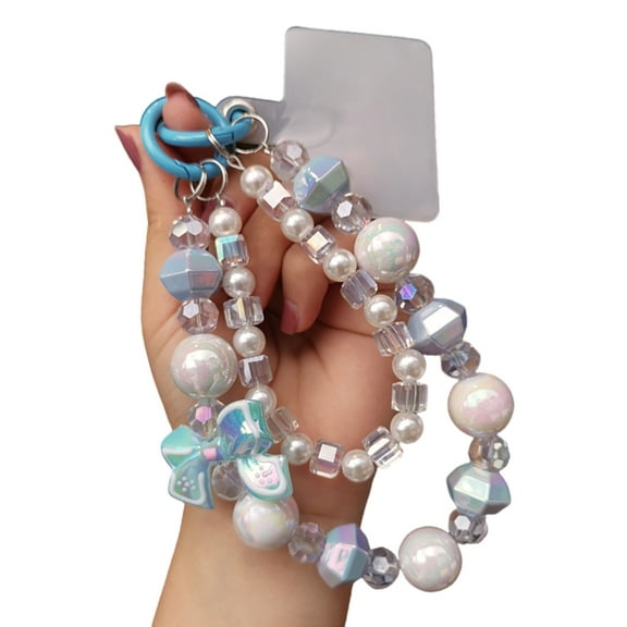 Ciwanning Crystal Resin Bead Phone Lanyard With Bowknot Charm Multifunctional Wristband Phone Chain For Smartphones Keys Cards