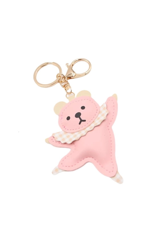 Cute Ballet Dancing Bear Keychain Elegant Ballet Bear Keychain Sturdy PU Leather Pendant Keyrings for Bags Purses