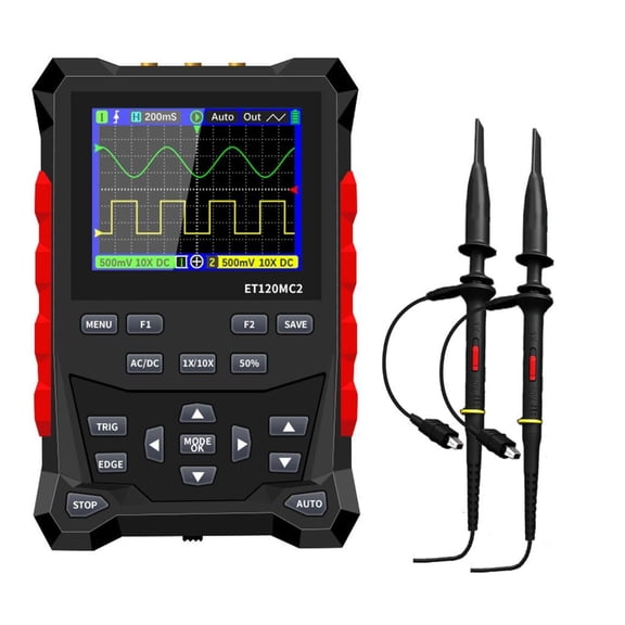 Ciwanning Digital Oscilloscope 120M Bandwidth 500MSa/s Sampling Rate 2.4inch Waveform Generator with 2 Channel Waveforms Storage