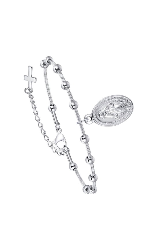 Elegant Rosary Beaded Bracelet Alloy Texture Vintage Minimalist Snake Chain Braccelet Suitable for Fashion Lover