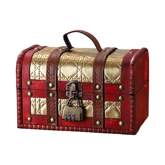 Ciwanning Fashionable European Styles Wood Storage Trunk Travel Suitcases with Large Capacity Designs for Home Decoration