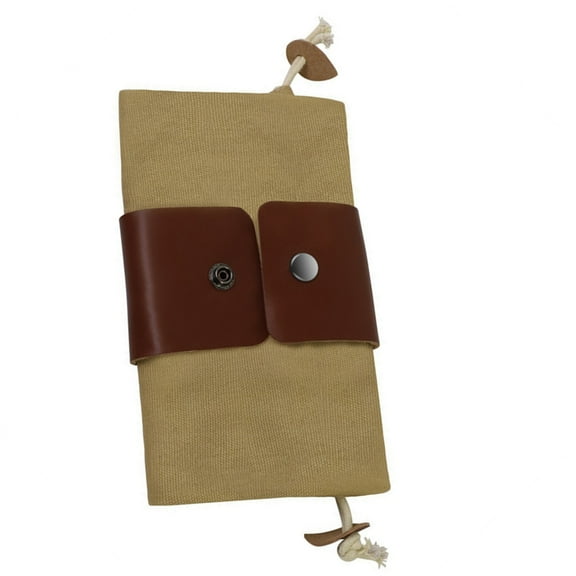 Ciwanning Foldable Waxed Canvas Foraging Pouches Hiking Waist Pack with Drawstring Leather Mushroom Belt for Camping and