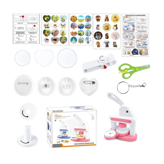 Ciwanning Friendly Brooch Pin Maker Kits 3in1 Manual Press Creative Badges Maker Activity Toy For Party Project