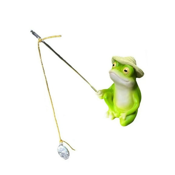 Ciwanning Frogs Panda Fishing Figurine for Garden Aquariums Decoration Funny Resins Animal Sculpture Patios Lawns Yard Ornament