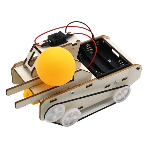 Ciwanning Hands On Maker Project Wooden Tracked Vehicle Model Set with Panel Wheel Belt Circuit Detail for Family Activities Schoo