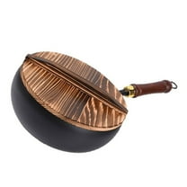 Ciwanning Heavy Duty 24cm Round Bottom Carbon Steel Wok Nonstick Finishes Ideal For High Heat Stir Fry Cooking