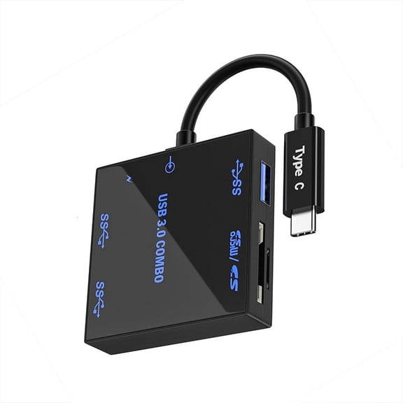 Ciwanning High Efficiency USB 3.0 Hub TF Card Reader 5 In 1 Multiple LED Light Design