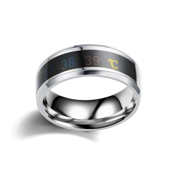 Ciwanning Intelligent Temperature Sensitive Stainless Steel Ring for Couples and Health Lovers Waterproof Jewelry Wedding Gift