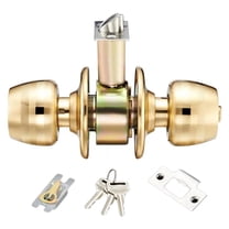 Ciwanning Keyed Entry designs Door Knob Polished Brass Reversible Round Lock Apartment Door Lock for Front & Back door