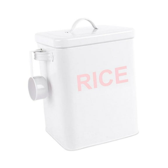 Ciwanning Metal Rice Canister Airtight Storage Container for Grains Bean Kitchen Accessory