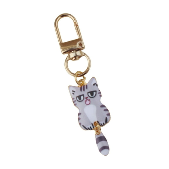 Ciwanning Minimalist Metal Cat Key Rings Trendy Zipper Pull Accessory Small Cat Keyring For Keys Bags And Individualized Gifts