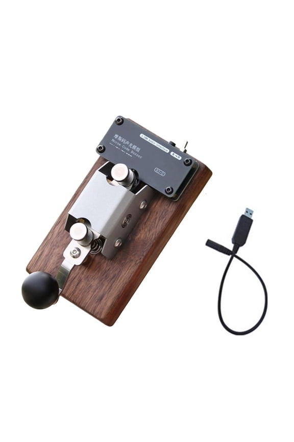 Morse Code Trainer Functional Art Piece Telegraph Key In Elegant Wood & Metal