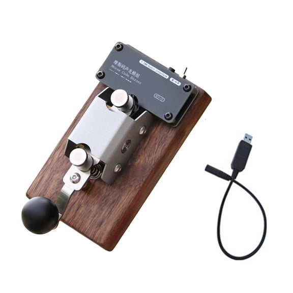 Ciwanning Morse Code Trainer Functional Art Piece Telegraph Key In Elegant Wood & Metal