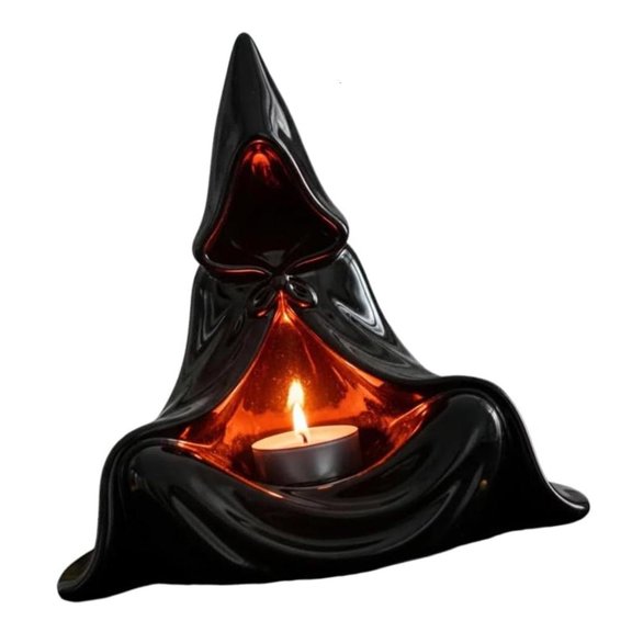 Ciwanning Mysterious Wizard Sitting Figurine Candleholder Resins Halloween Home Decors Gift