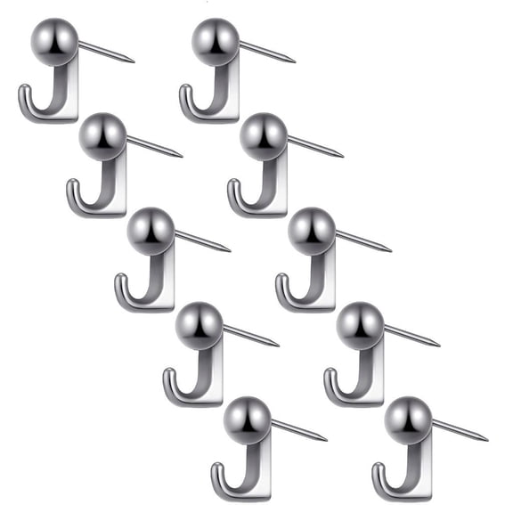 Ciwanning Pack of 10 Metal Push Pin Hangers Picture Hanging Wall Hook for Home or Office