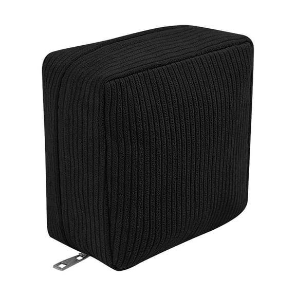 Ciwanning Period Bag, Corduroy Sanitary Napkin Storage Bag,First Period Gear for Girls,Sanitary Disposal Bags for School Office Storage Sanitary Products (Black)