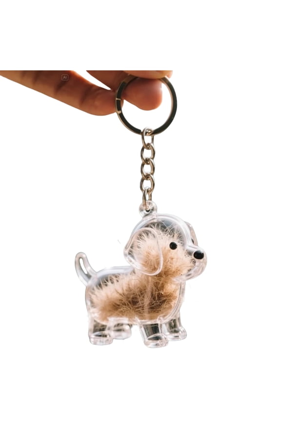 Pet Furs Collector Keychain Dog Shape Hair Storage Memorial Keepsakes Box Keyring for Dog Cats Owners